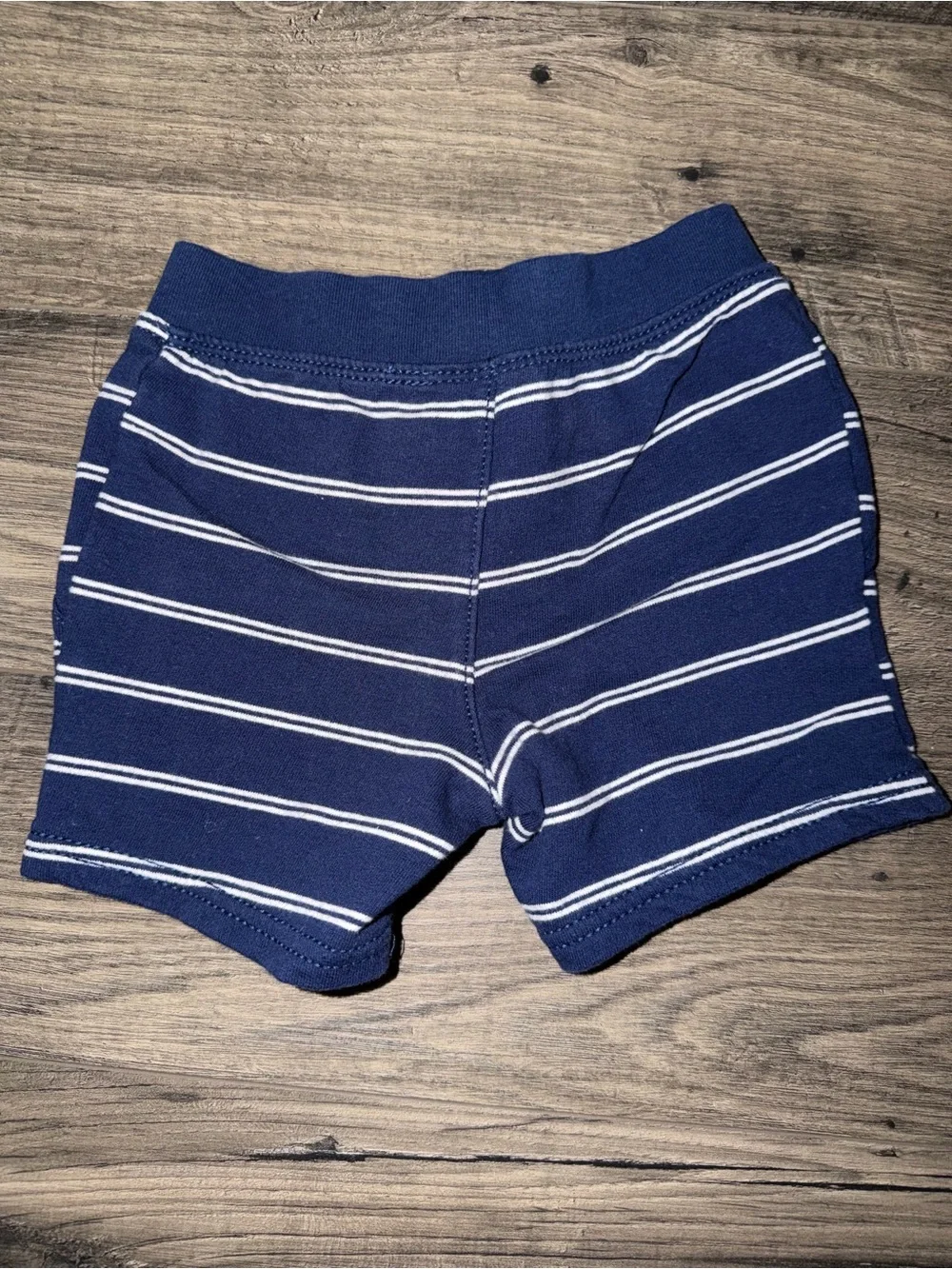 Carter's Navy Blue Striped Knit Shorts with White Drawstring